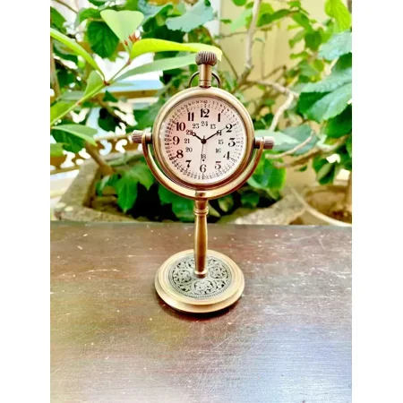 Clock Beautiful Nautical Brass Desk Antique Table Vintage Brass Clock