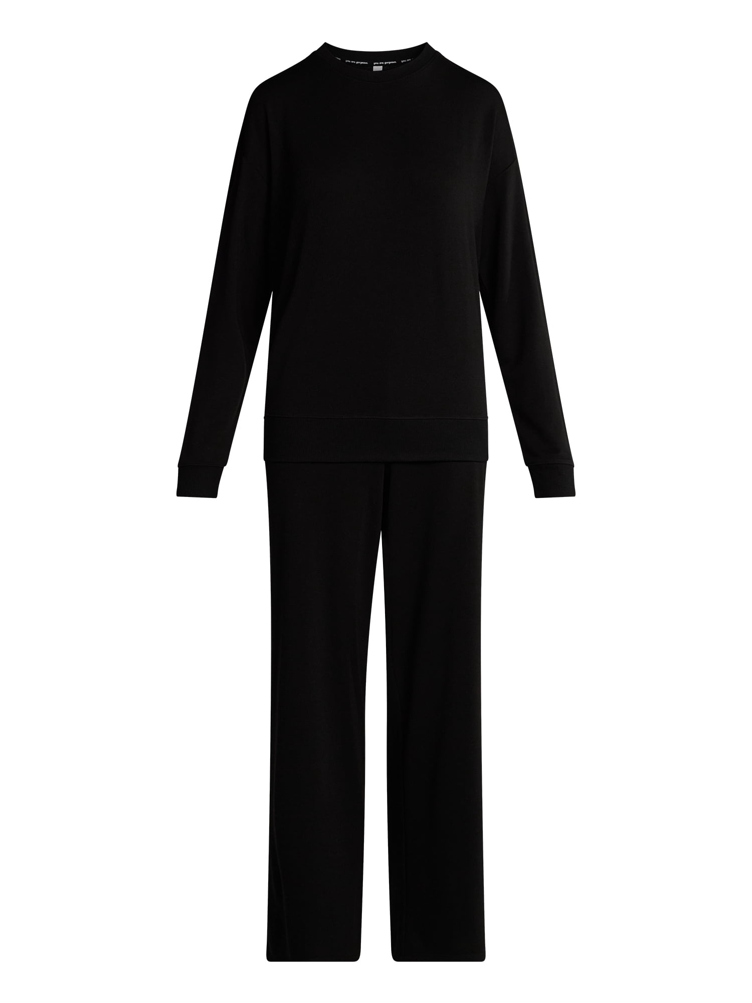 Joyspun Women's Fleece Long Sleeve Top and Straight Leg Pants Lounge Set, 2-Piece, Sizes XS-3X
