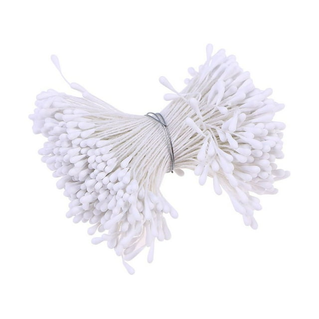 400pcs/set Flower Stamen Artificial Pearlized Floral Stamen for Flower Making Scrapbook Decoration(White)