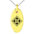 thumbnail image 1 of Stainless Steel Celtic Quaternary Cross Knot Engraved Small Oval Charm Pendant Necklace, 1 of 1