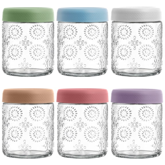 Lumikrypt 6 Pack 16 oz Overnight Oats Containers with Lids, Glass Food Storage Container, Airtight Salad Jars, Mason Jars for Overnight Oats, Yogurt , Salad, Spices, BPA-free