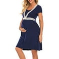 thumbnail image 4 of SHTXOZHI Women's Nursing/Delivery/Labor Nightdress Maternity Nightgown for Breastfeeding Sleepwear Dress, 4 of 7