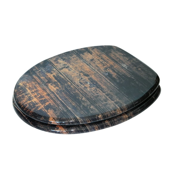 Sanilo Round Wood Toilet Seat with Soft Close Lid, Fun Design, Vintage Wood