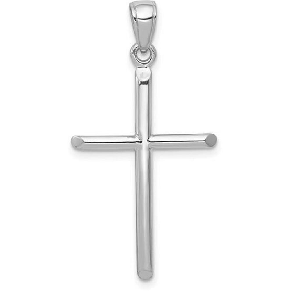 WellnessMarketer Religious Pendants 14k White Gold Polished Cross
