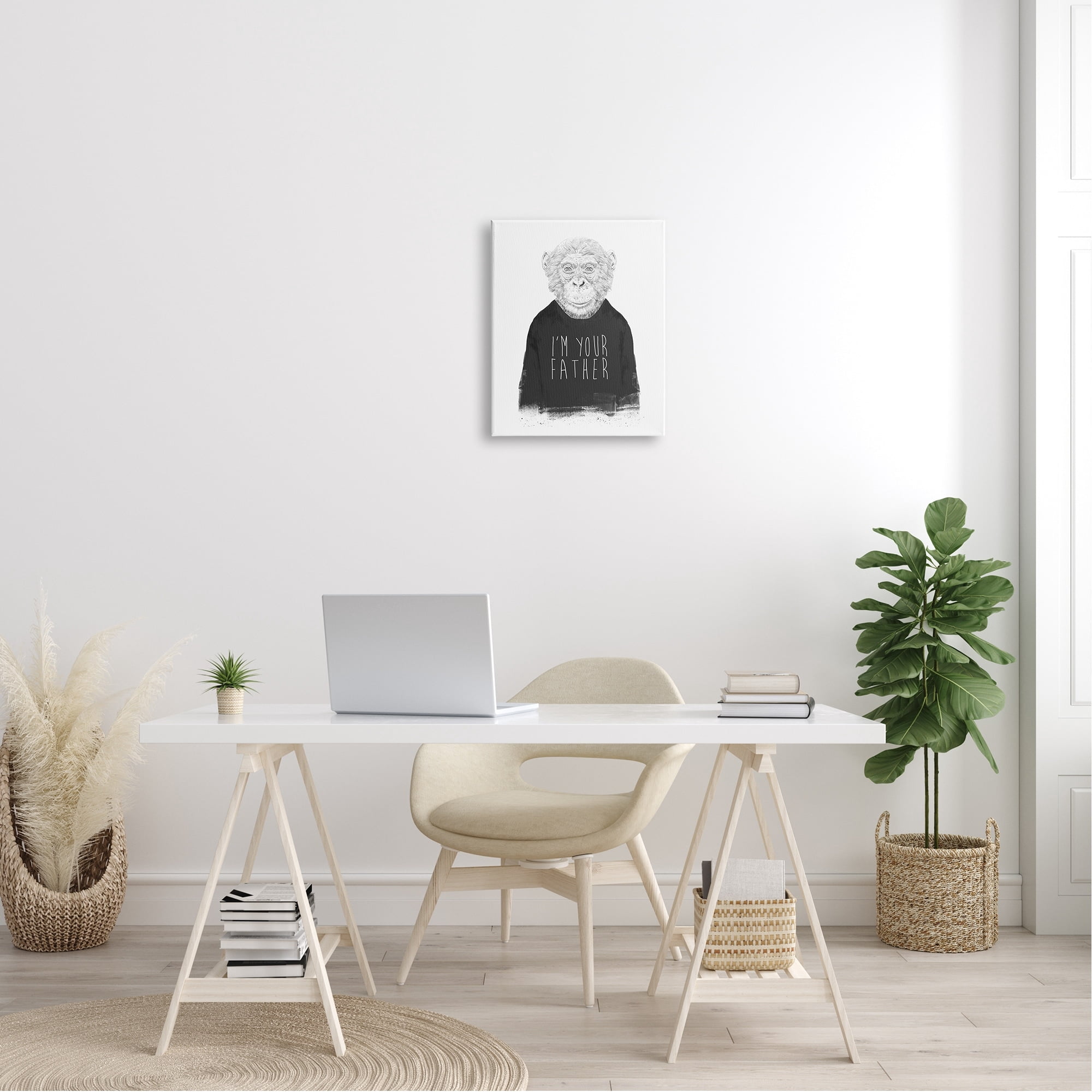 Stupell Industries Monochrome I'm Your Father Monkey Wearing Shirt Text Canvas Wall Art, 30 x 40, Design by Balazs Solti