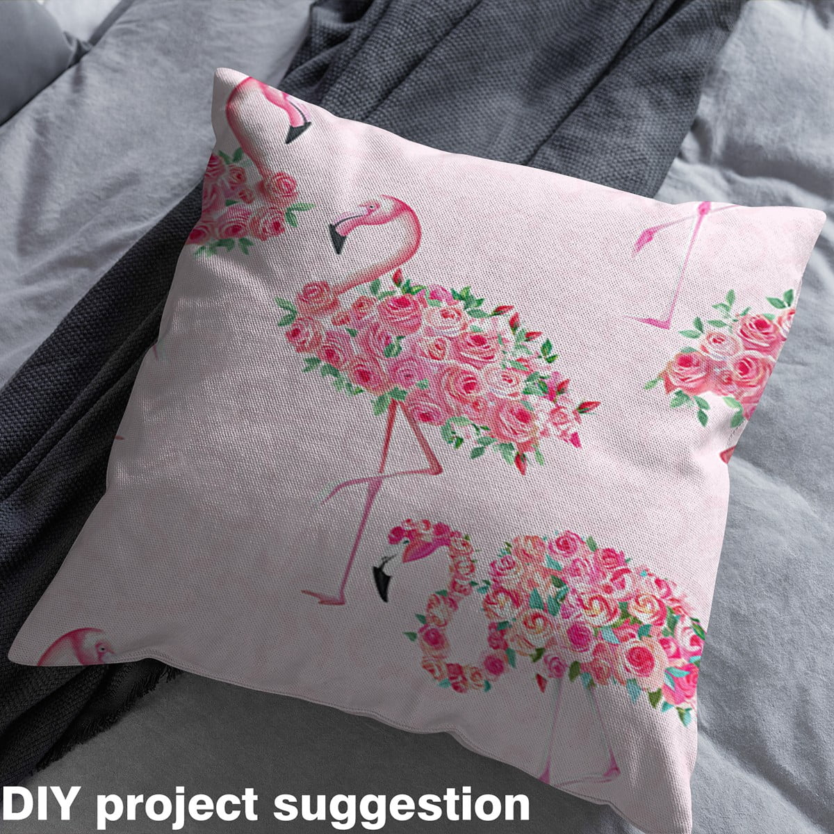 Castle Fairy Animal Flamingo Fabric by the Yard 1 Yard,Floral Rose Home Decor Fabric by the Yard,Flower Wildlife Room Decor Fabric by the Yard,Breathable Home Decor