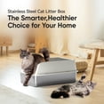 thumbnail image 5 of Stainless Steel Cat Litter Box with High Sides Lid, Extra Large XL for Big Cats, Open Top Metal Kitty, Ivory White (2 Pack), 5 of 9
