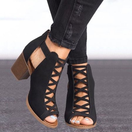 

Sandals for Women Womens Dressy Shoes Out Strappy Chunky Block Heels