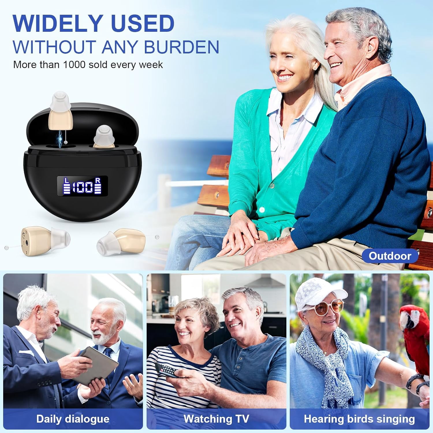 SUWU Hearing Aids, Digital Rechargeable Hearing Aids for Seniors with Noise Cancelling, Hearing Assist Device for Hearing Loss, Mini CIC In Ear Hearing Amplifiers with Display Charging Case