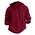 thumbnail image 4 of KAUOD Boys Linen Shirt Hoodie Half Button Henley Long Sleeve Dress Shirts Teens Summer Casual Beach T Shirts Lightweight Hooded Tee, 4 of 4