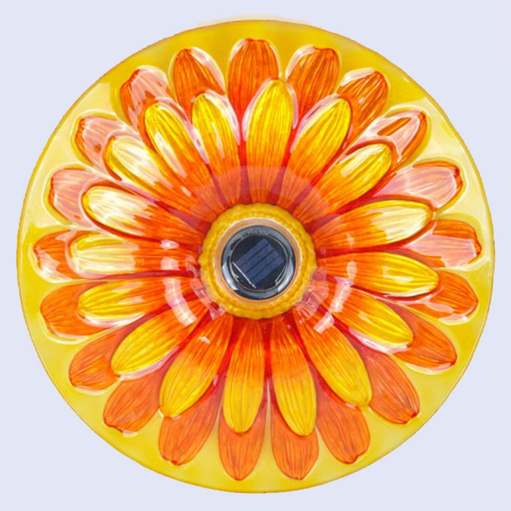 Hi-Line Gift Solar Floral Glass Bird Bath with Stand