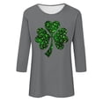 thumbnail image 3 of Aofany 3/4 Length Sleeve Womens Tops Irish Shamrock Print St Patricks Day Shirt Women Crew Neck Pullover Graphic Tee Tops Saint Patricks Day T Shirts, 3 of 4
