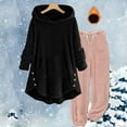 thumbnail image 2 of Kaemgyyd Women's Fuzzy Fleece Sets Sherpa Lined Long Sweatshirt Warm Hooded Pullover Plush Pants Set 2 Piece Outfit Winter Sleepwear, 2 of 6