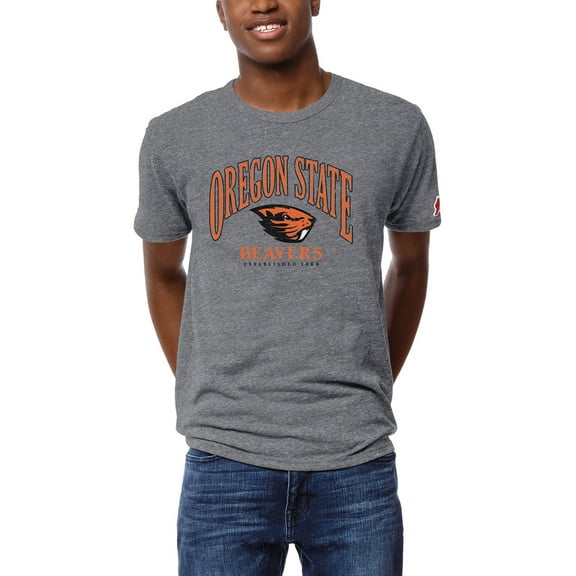 Men's League Collegiate Wear Heather Gray Oregon State Beavers Victory Falls Tri-Blend T-Shirt