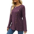 thumbnail image 4 of Fantaslook Blouses for Women Long Sleeve Crew Neck Tunic Tops Buttons Side Fall Shirts, 4 of 9