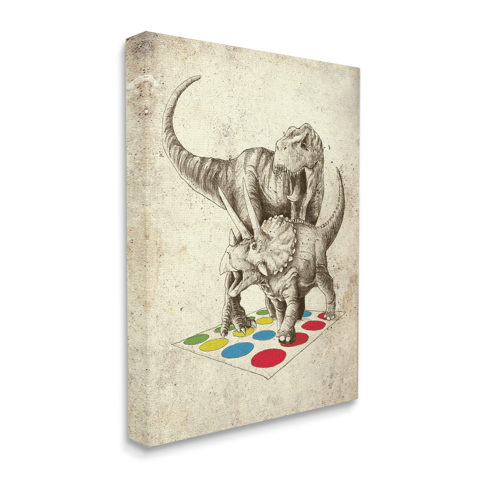 Stupell Industries Humorous Dinosaurs Playing Quirky Game Vintage Effect Canvas Wall Art, 16 x 20, Design by Arrolynn Weiderhold