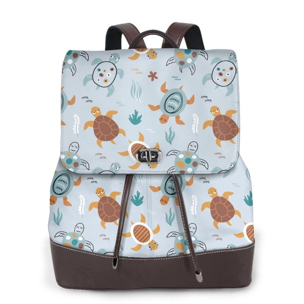 Disketp Sea Turtle Mochila de Cuero para Mujer, Bolso de Espalda Antirrobo con Estilo para Viaje, Trabajo y Uso Diario
