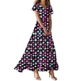thumbnail image 2 of GaThRRgYP Summer Dresses for Women Short Sleeve, Fashion Casual Printed Slim Women Casual Short Sleeve V-Neck Knee-High Dress Purple XXL, 2 of 4