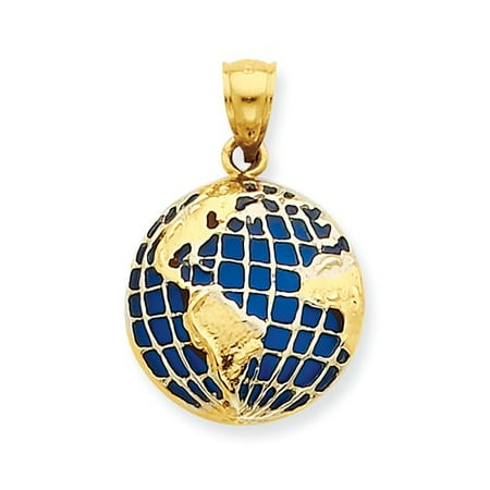 14k Yellow Gold BlueTranslucent Acrylic Globe Pendant
