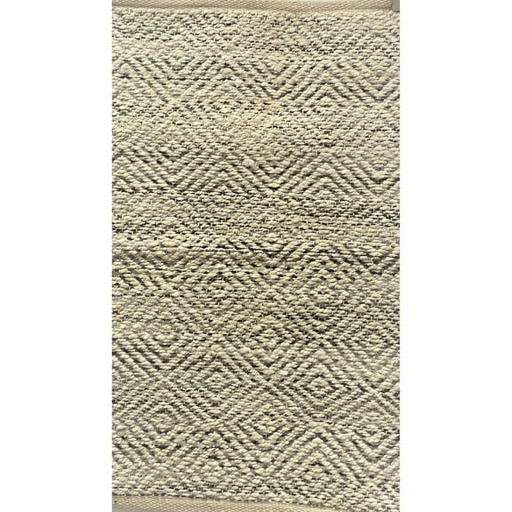 Laddha Home Designs 2' x 5' Tan and Gray Geometric Handwoven Rectangular Area Throw Rug