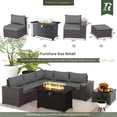 thumbnail image 5 of Gotland Outdoor Patio Furniture Set 7 Pieces Rattan Wicker Sofa with 43.3"Table,Grey, 5 of 8