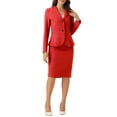 thumbnail image 1 of Conjunto de falda de 2 piezas para mujer INSPIRE CHIC, blazer peplum, falda lápiz de cintura alta, atuendo de trabajo XS, rojo brillante, 1 of 6