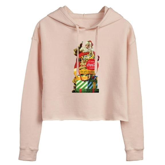 Coca-Cola - Vintage Santa Gift For Thirst - Juniors Cropped Long Sleeve Fleece Hoodie