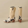 thumbnail image 6 of SACFOF Women's Western Cow Print Pull On Cowgirl Knee High Boots Block Heel Booties, 6 of 6