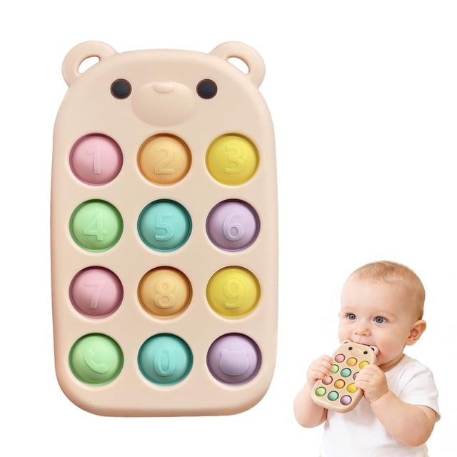 Juguete mordedera VISEWI para bebé con forma de celular, silicona grado alimenticio, 3-18 meses