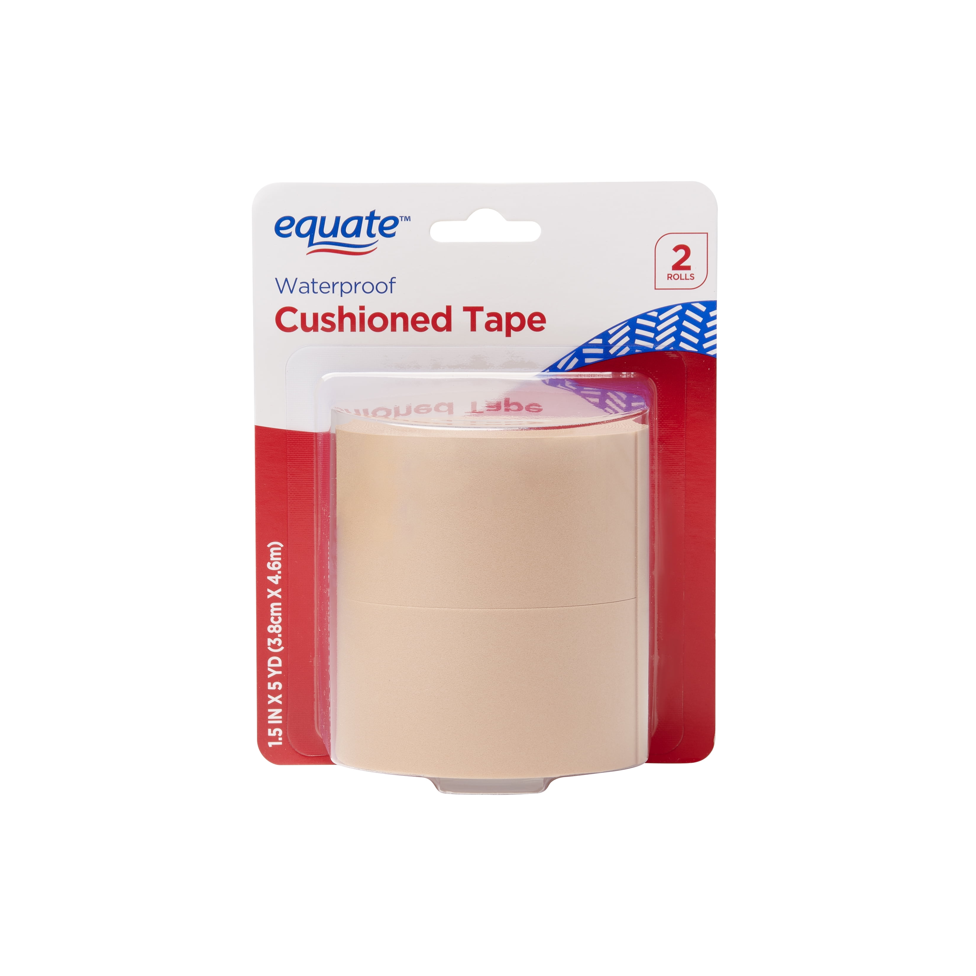 Equate Waterproof Cushioned Tape, 1.5" x 5 yd, 2 Count