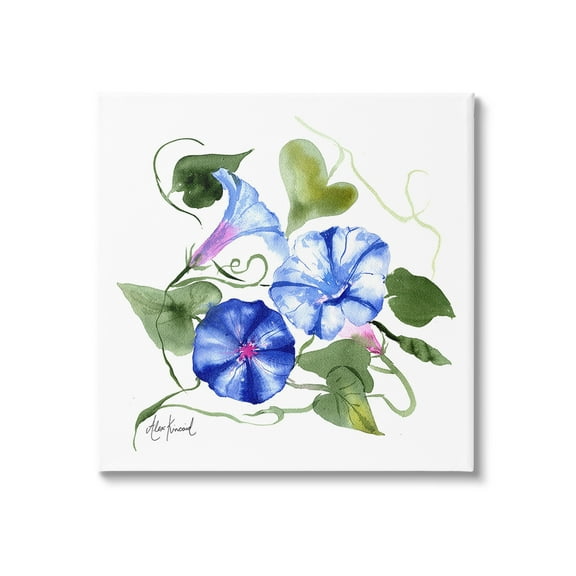 Stupell Industries Minimal Morning Glories Botanical & Floral Painting Gallery Wrapped Canvas Art Print Wall Art, 17 x 17