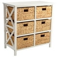 thumbnail image 3 of eHemco 3 Tier X-Side End Storage Cabinet with 6 Water Hyacinth Natural Wicker Baskets, White, 3 of 7