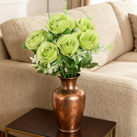 Eespoir 6 Heads Artificial Flower Silk Rose, Artificial Flowers Hall Decorations, Fake Flower for Wedding Table Party Vase Home Decor, Green