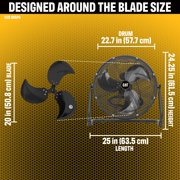 Caterpillar® Fan 20 High-Velocity 4-Speed Shroud Metal Floor Fan, 5200 CFM, Black