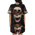 thumbnail image 6 of Daiia Glitch Screaming Skull Pattern Womens Pajama Sets Short Sleeve Pajamas for Women Sets Soft Lounge Sets Casual Round Neck Sleepwear PJS-4X-Large, 6 of 7