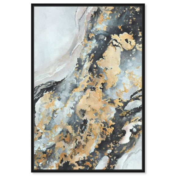 Creative Gold Boho Neutral Abstract Canvas Wall Art by Art Remedy, Black Floater Frame, 10"x15"