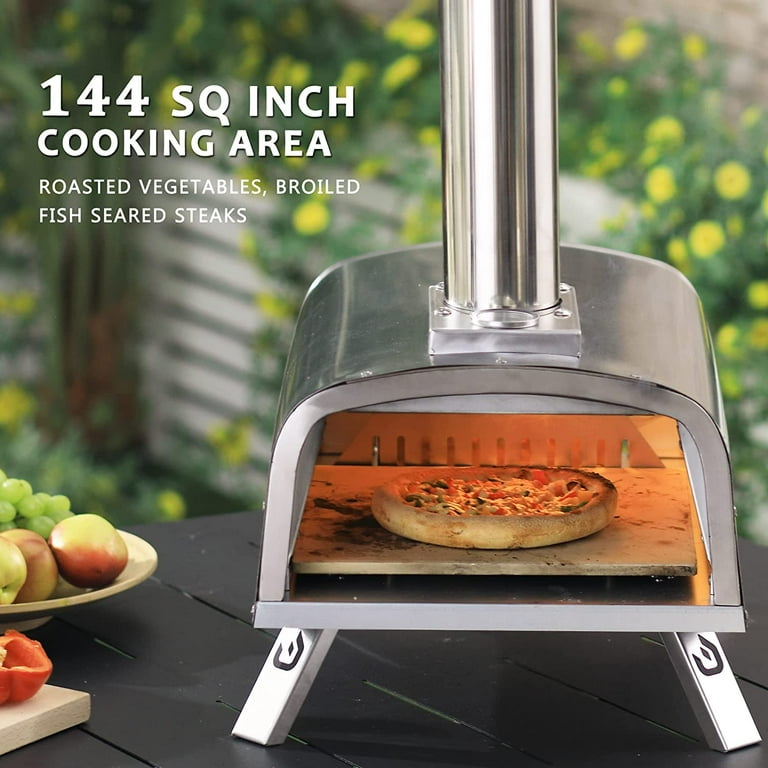 PIZZELLO Outdoor Propane Pizza Oven Gas Wood 12 Pizza Maker Stove with Gas  Burner, Thermometer, Wood Tray, Pizza Stone, Pizza Peel, Carry Bag, Sliver  - Walmart.com
