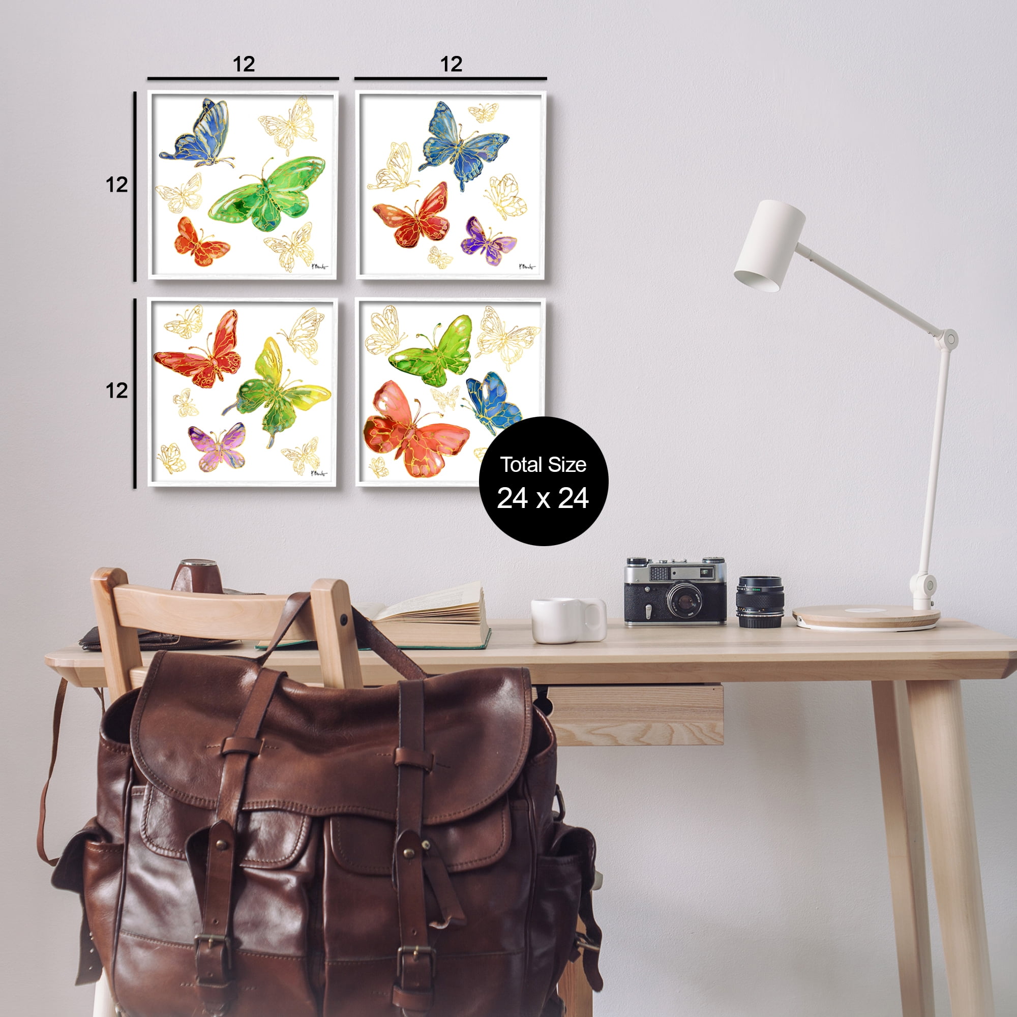 Stupell Industries Vivid Glam Butterflies Animals & Insects Painting White Framed Art Print Wall Art, 12 x 12