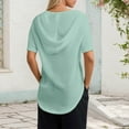 thumbnail image 4 of Women's Solid Color Knit Short Sleeve Hooded Sweatshirt with Drawstring and V - Neck, Lightweight, Breathable, Multiple Sizes, 4 of 6