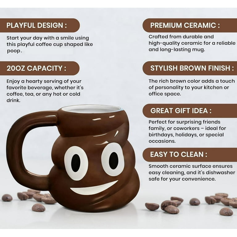 Kovot Emoticon Poop Novelty Coffee Cup - 20oz, Funny Gag Joke, Brown  Ceramic Mug - Walmart.com