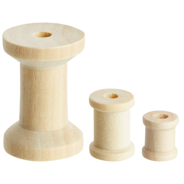 140 Pieces Unfinished Wooden Spools for Crafts, Sewing, Thread, Twine, Ribbon (3 Assorted Sizes)