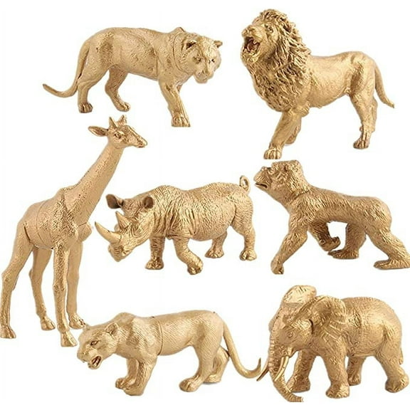 Aucooma Safari Animals Figures Wild Animals Toy for Kids Gold 7