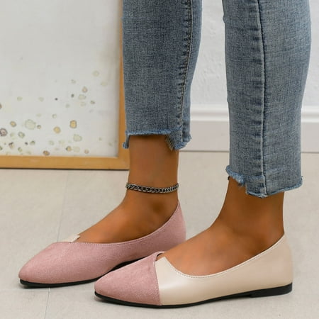

Fashion Versatile Casual Single Shoes Women s Flat Color Contrast Pointed Irregular Shallow Mouth Slip On Women s Casual Shoes