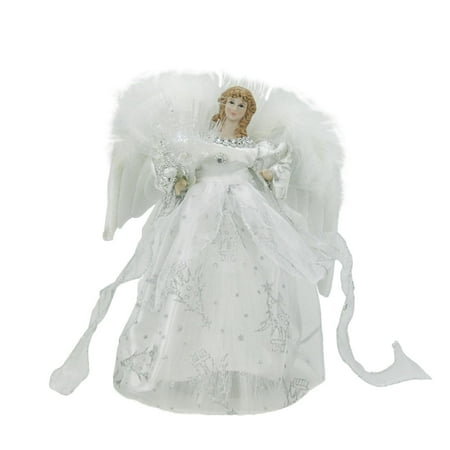 11 quot elegant silver and white led light fiber optic angel led christmas trees walmart
