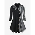 thumbnail image 1 of Rosegal Women's Plus Size Mock Button Patchwork Striped Top, 1 of 5