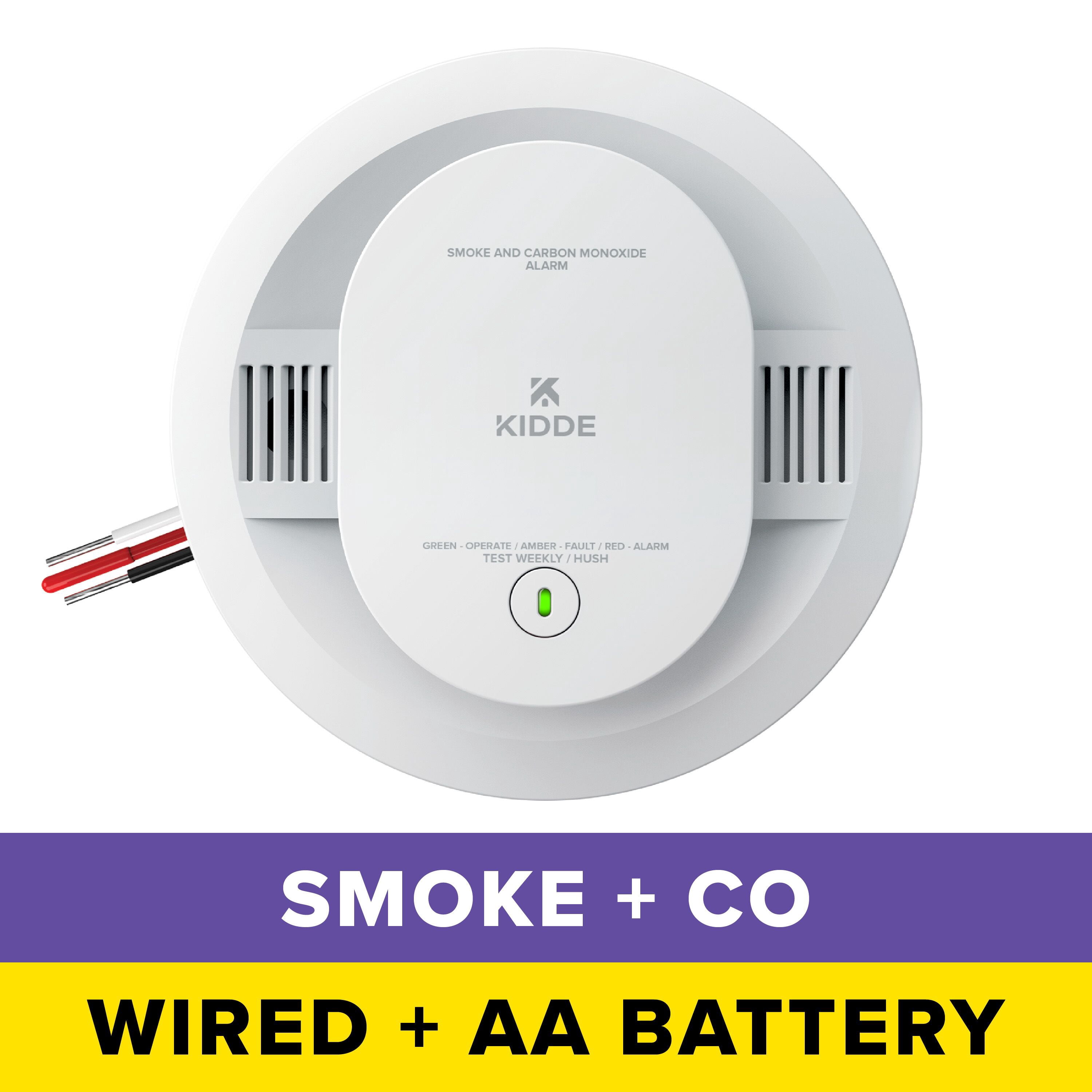 (2 pack) Kidde Hardwired Combination Smoke & Carbon Monoxide Detector, AA Battery Backup, 5-inch