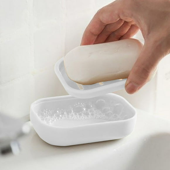 Boovnll Soap Holder, Silica Gel Self Draining Soap Dish, Soap Saver for Bathroom, Kitchen, Bath Tub, Soaps, Sponges Holder, Extend Soap Life Keep Soap Bars Dry Soap Holder Shower