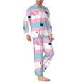 thumbnail image 2 of Naloa Flamingo1 Men’s Pajamas Set - Long Sleeve Button Down Sleep Shirt and Pajama Bottoms Sleepwear Set-Small, 2 of 7