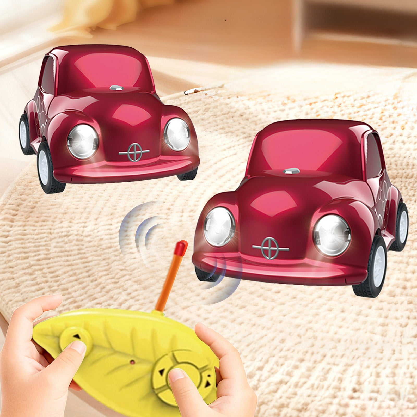 EGNMCR Car Model Q Cute Fruit Remote Car Light Four Way Toy Car Cute Boy Gift Girl P lastic remote control cars