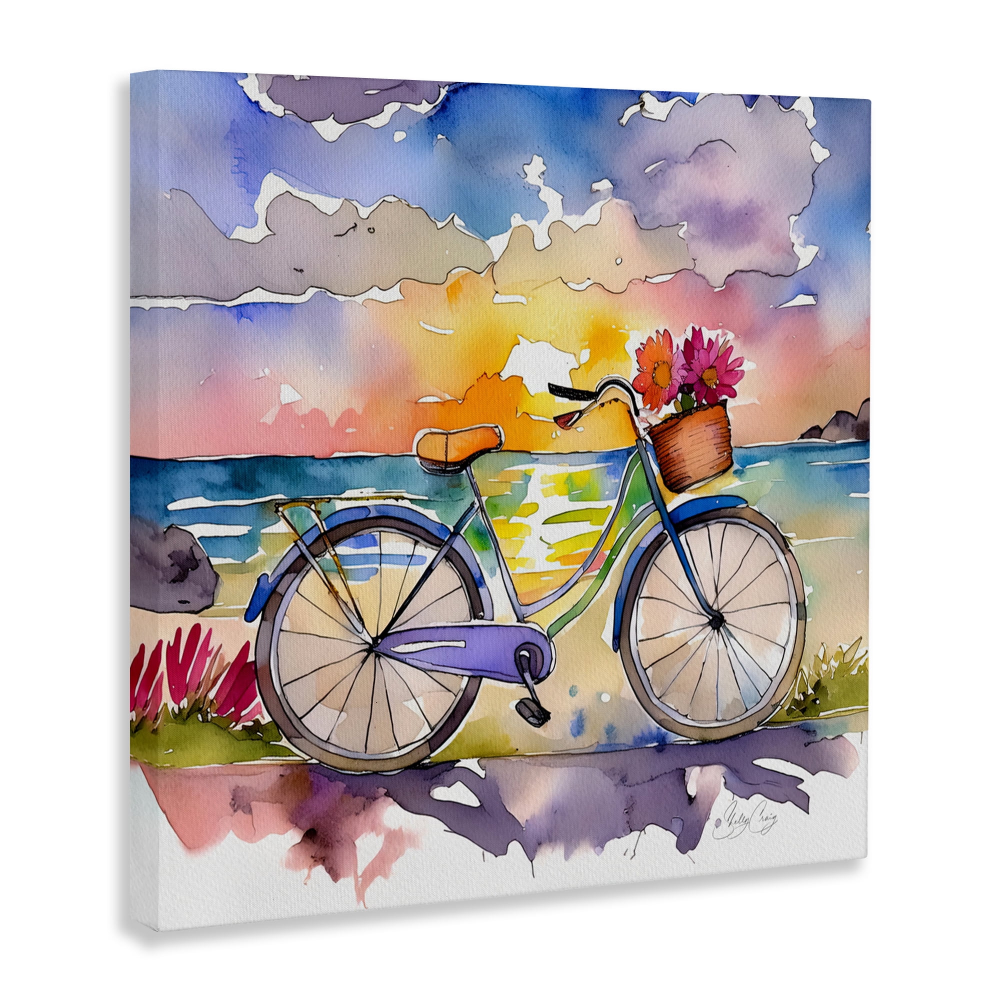 Stupell Industries Bicycle By The Seaside Canvas Wall Art, design by Shelly Craig